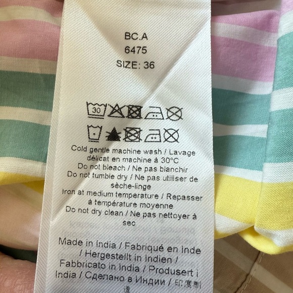 NWOT GANNI Stripe Cotton Maxi Strap Dress Multicolor Boho Casual Women’s Size 4 - Picture 14 of 16